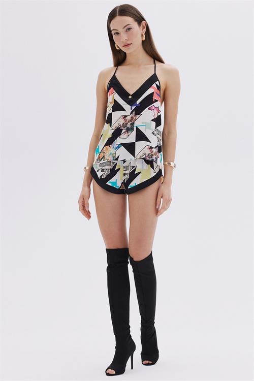 Mixte Detailed Satin Viscose Strappy Short Pajama Set