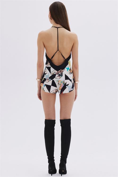 Mixte Detailed Satin Viscose Strappy Short Pajama Set