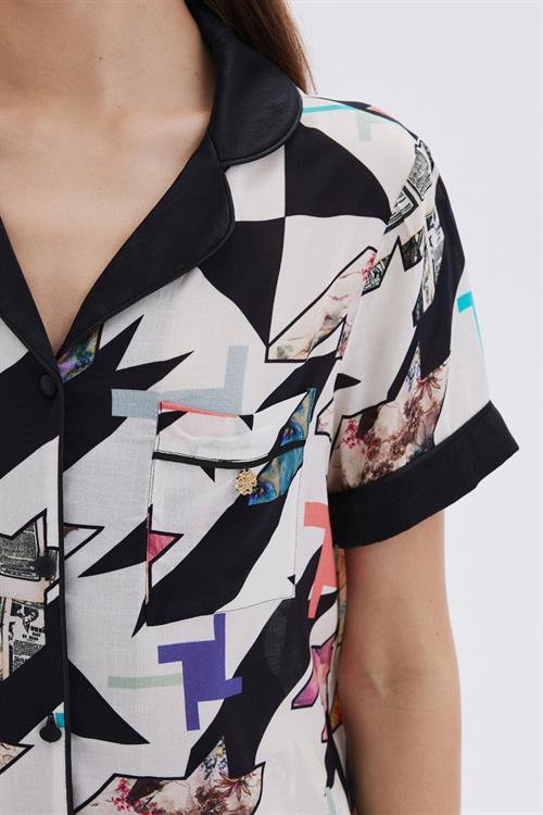 Mixte Detailed Satin Viscose Long Pajama Set