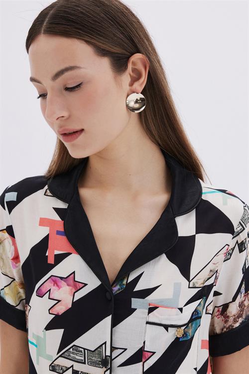 Mixte Detailed Satin Viscose Long Pajama Set