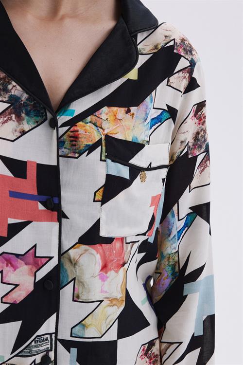 Mixte Detailed Satin Viscose Long Pajama Set