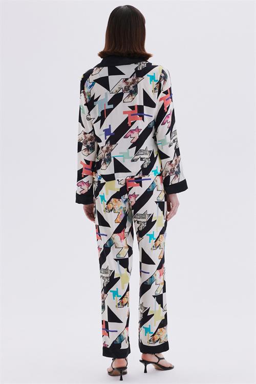 Mixte Detailed Satin Viscose Long Pajama Set