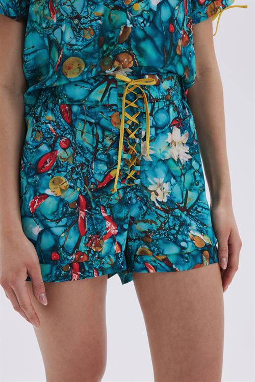 Monets Bond Desenli Kısa Saten Pijama Takımı