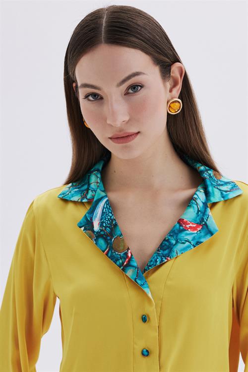 Montes Bond Satin Mustard Yellow Long Pajama Set