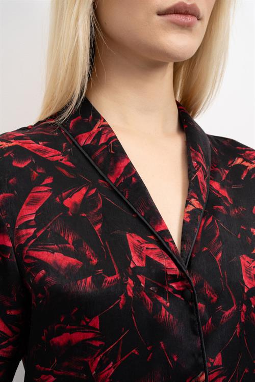 Nissa Patterned Satin Short Pajama Set