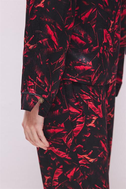 Nissa Patterned Satin Long Pajama Set