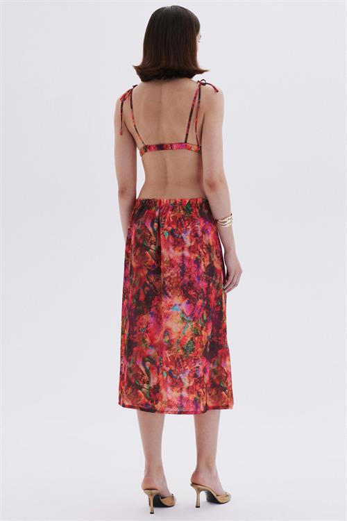 Seille Desenli Askılı Uzun Saten Gecelik