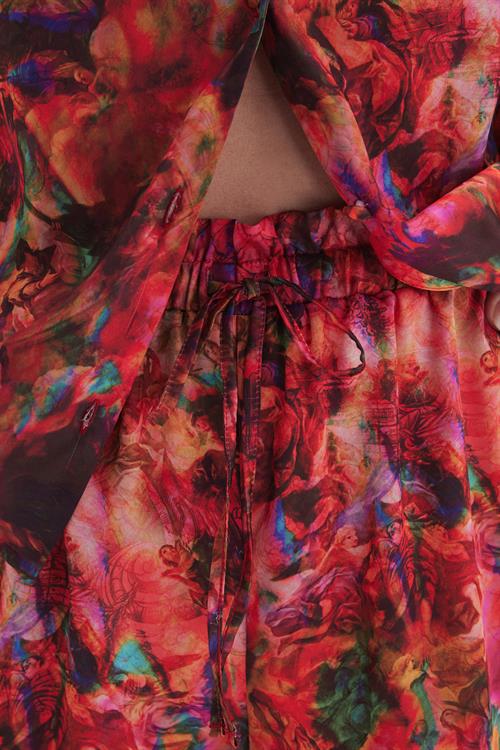 Seille Patterned Satin Short Pajama Set