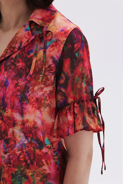 Seille Patterned Satin Short Pajama Set