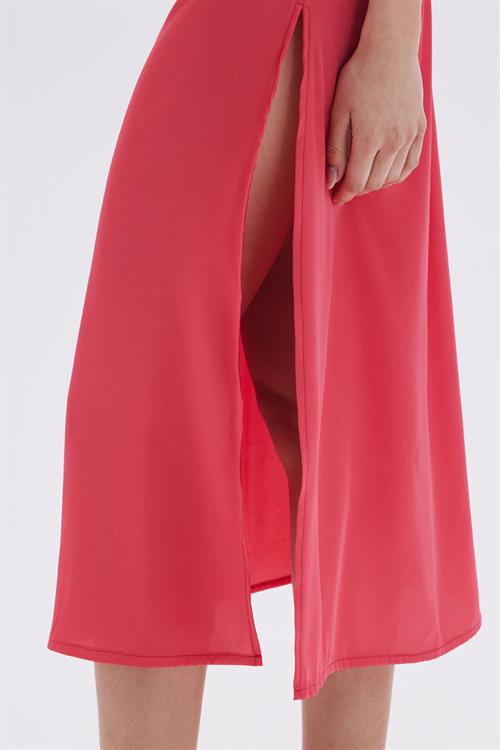 Seille Pembe Askılı Uzun Saten Gecelik