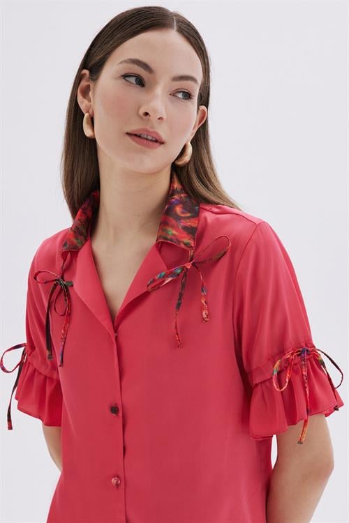 Seille Pembe Kısa Saten Pijama Takımı