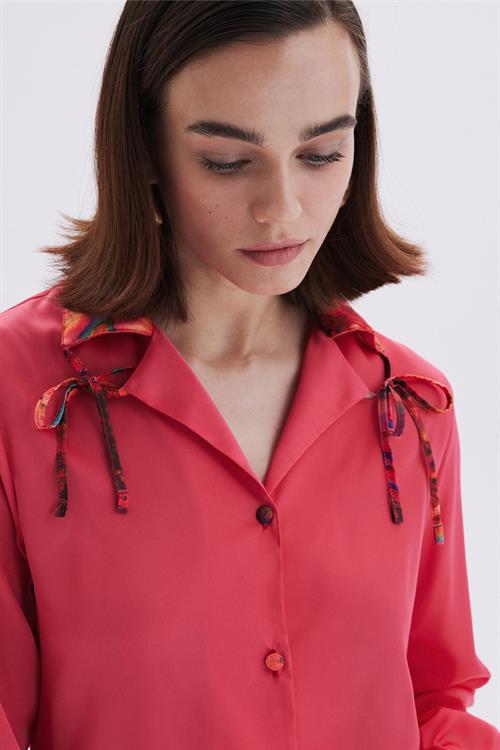 Seille Pembe Uzun Saten Pijama Takımı