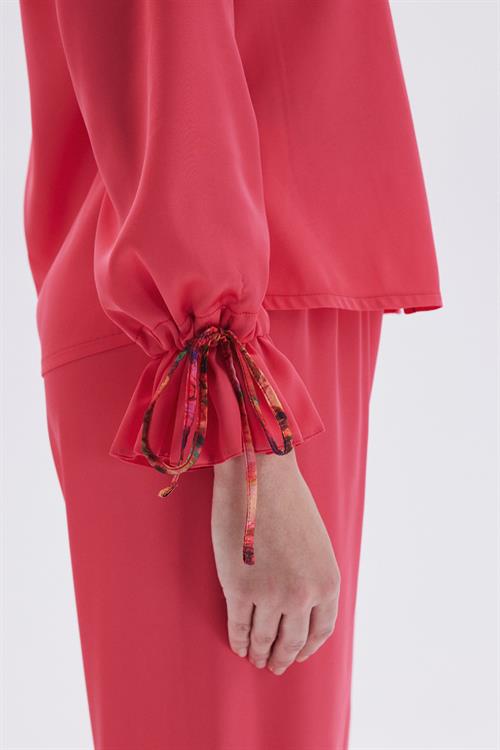 Seille Pembe Uzun Saten Pijama Takımı