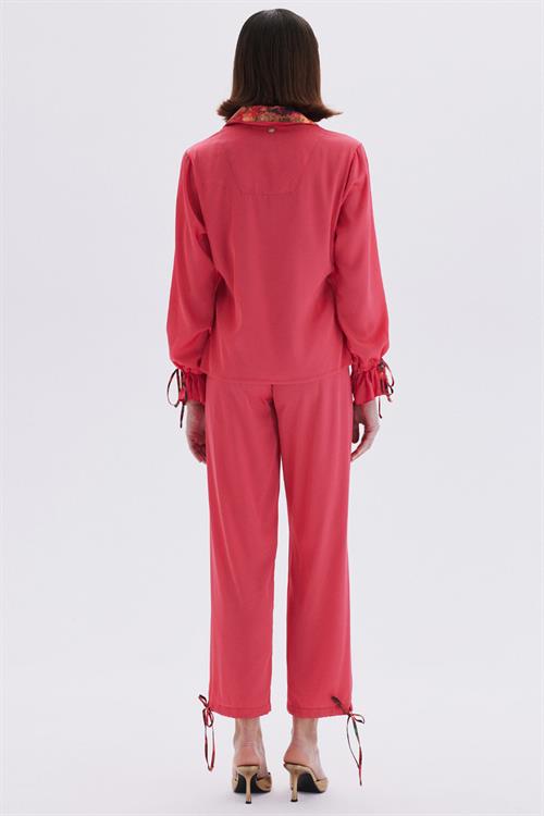 Seille Pembe Uzun Saten Pijama Takımı