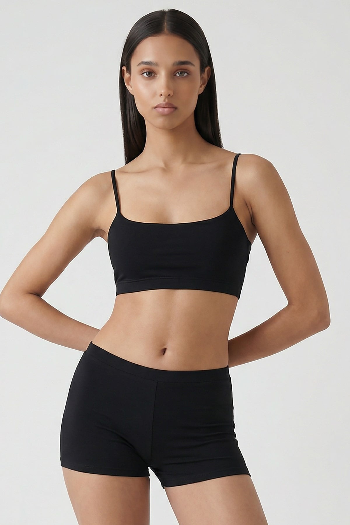 Cotvie Siyah Pamuklu Bralet Boxer Set