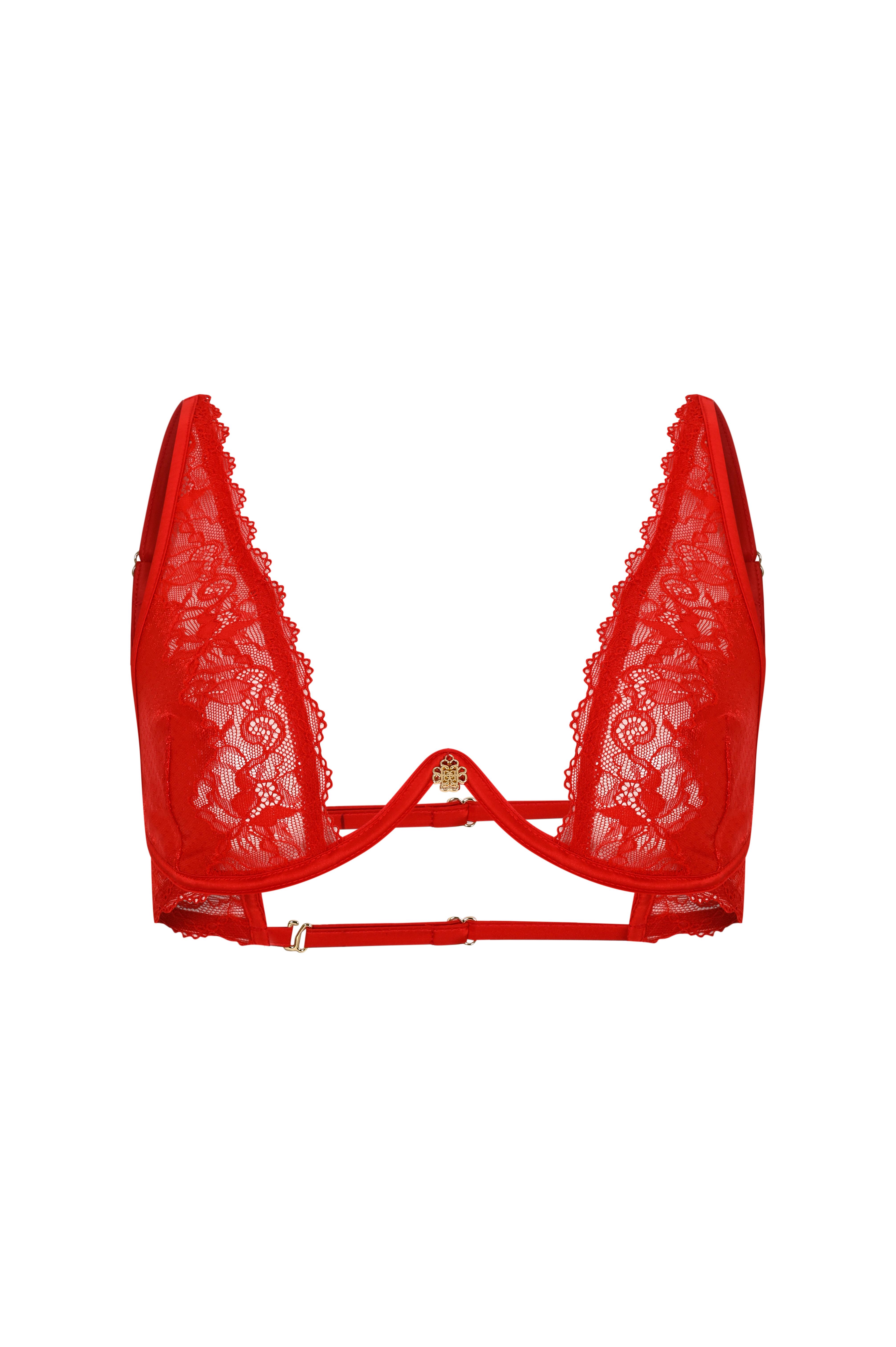 Eclatant Красный кружевной бюстгальтер на одной косточке