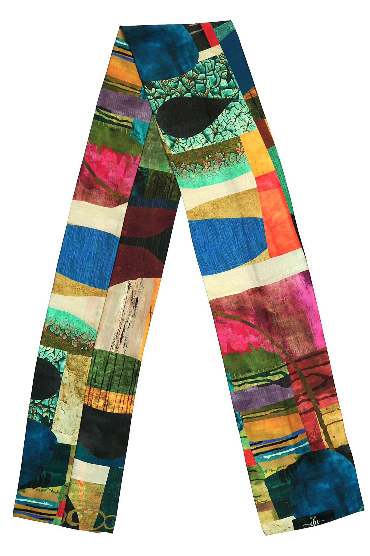 Foulard Colore Desenli Saten Fular