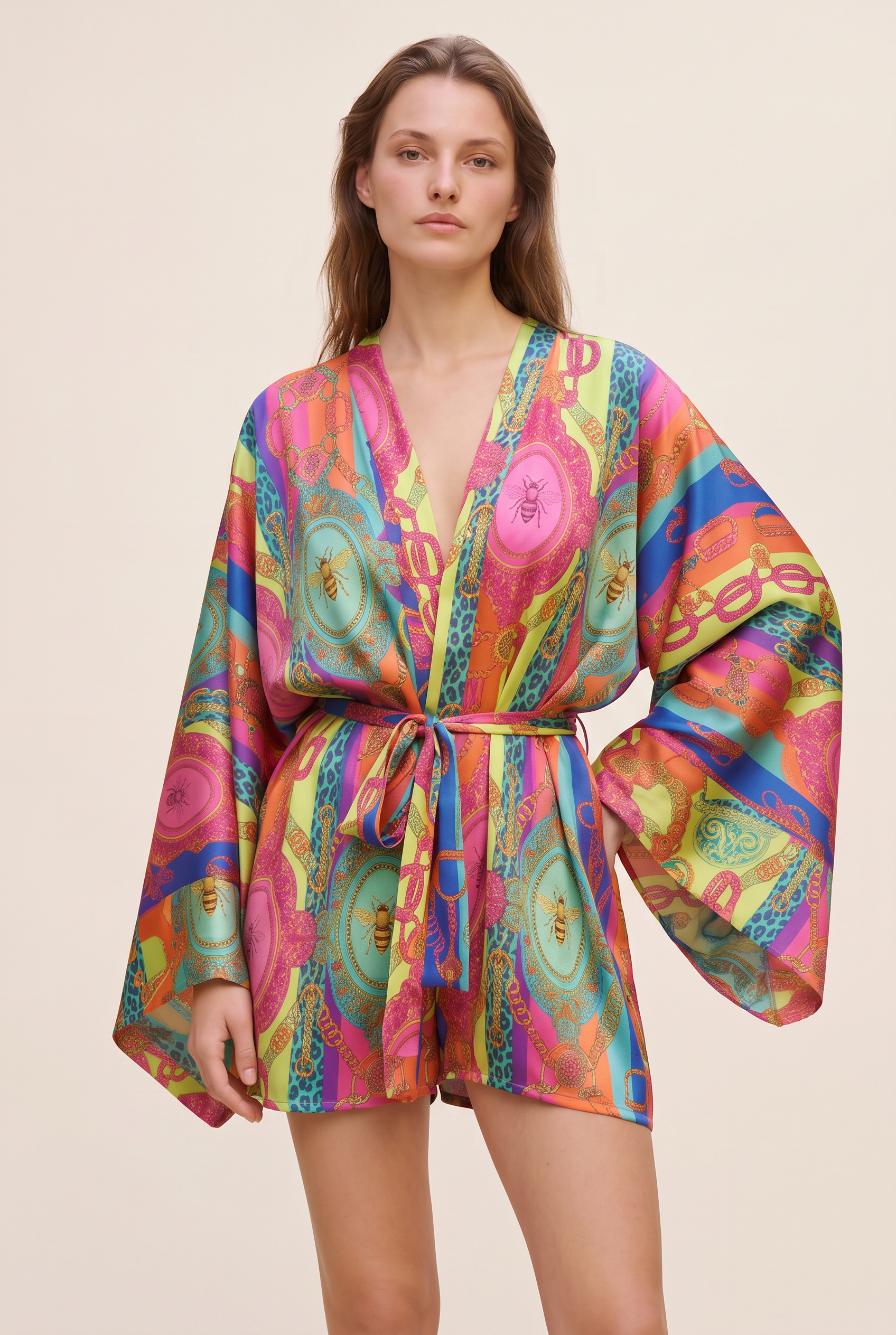 Feu De EluFumee Melia Kısa Saten Sabahlık / KimonoSabahlık & Kimono