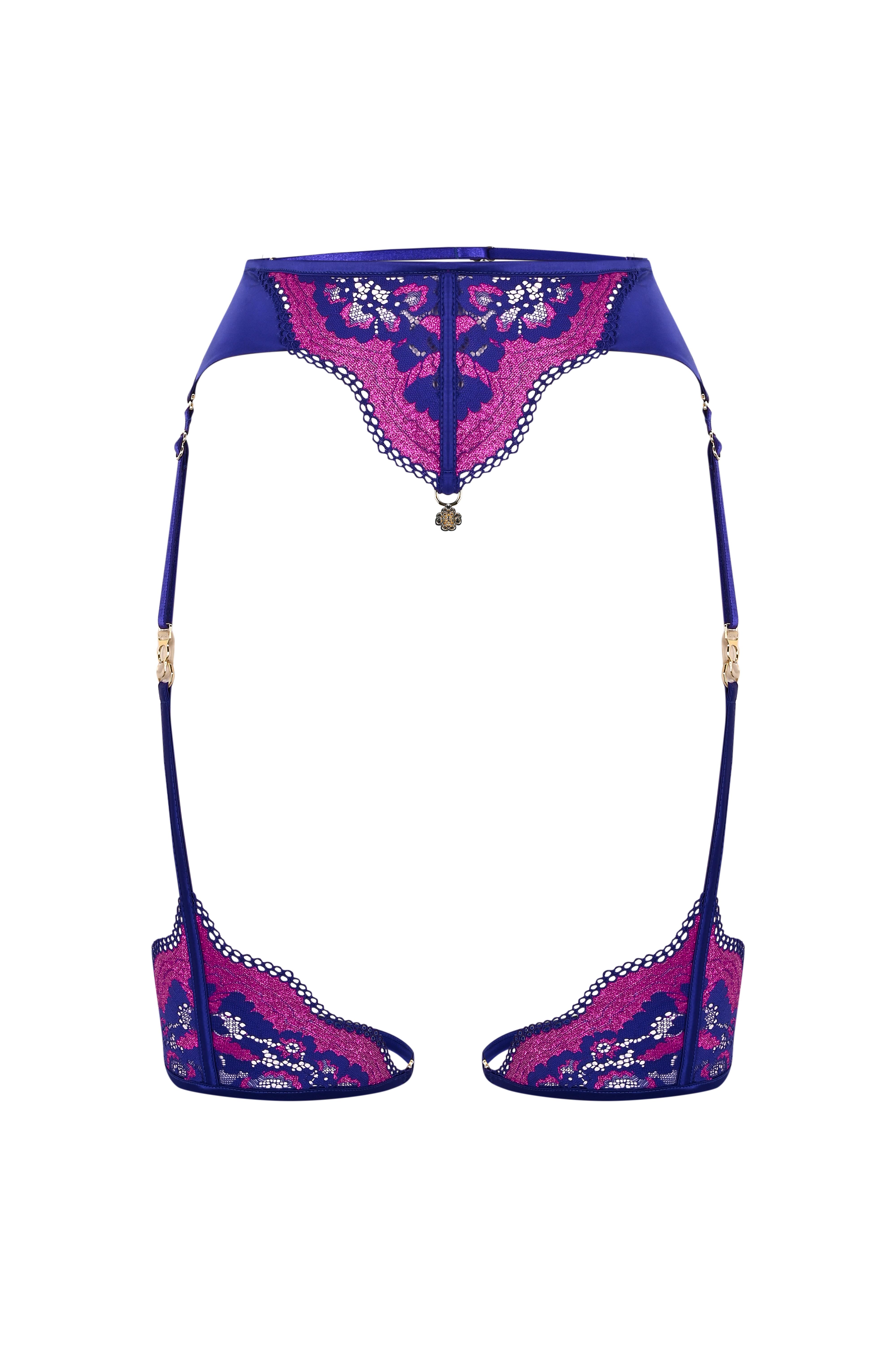 Addria Saks Mavisi Saten Jartiyer ve Bacak Bandı