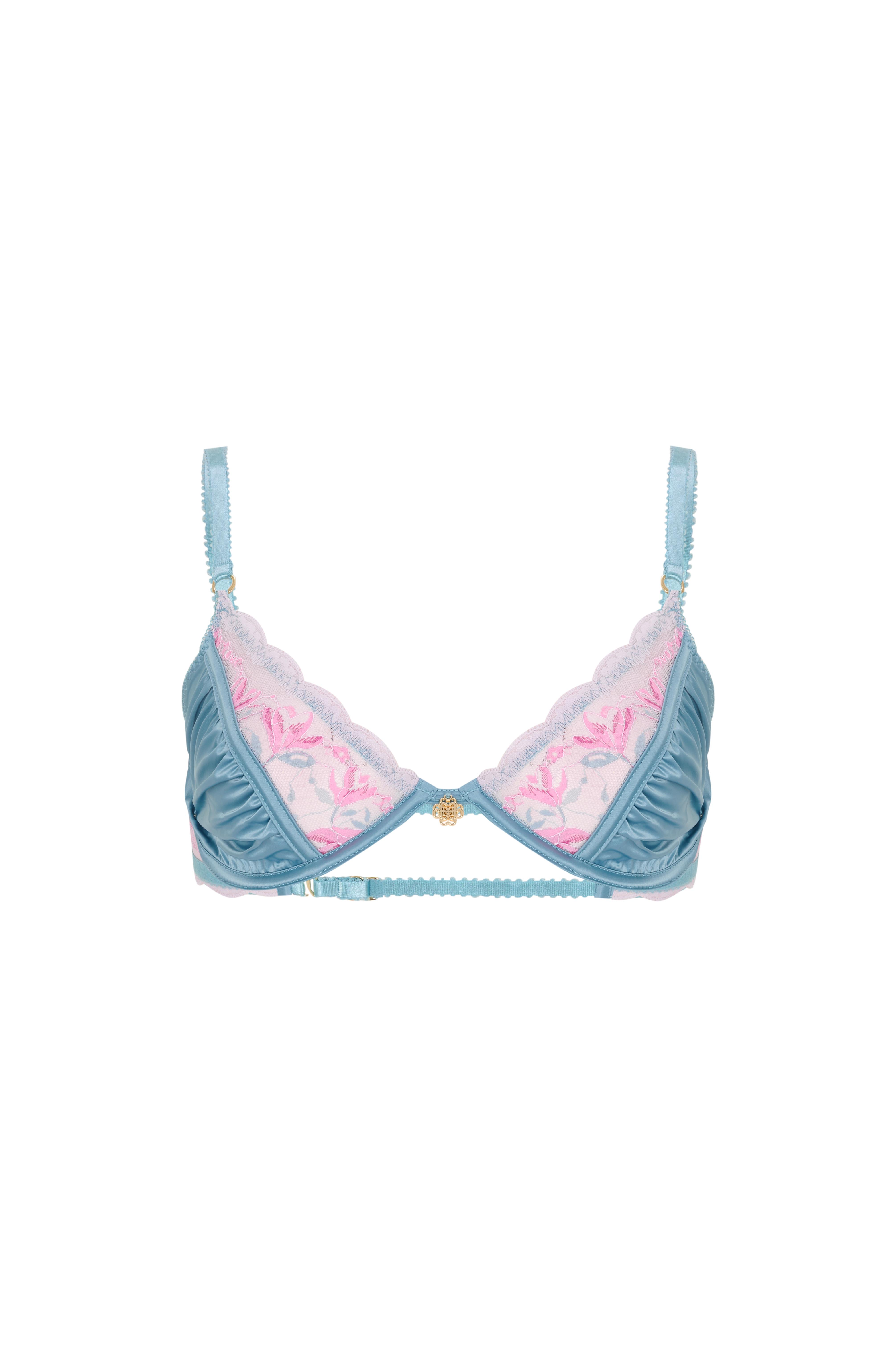 Blume Turkuaz Saten Dantel Detaylı Balconette