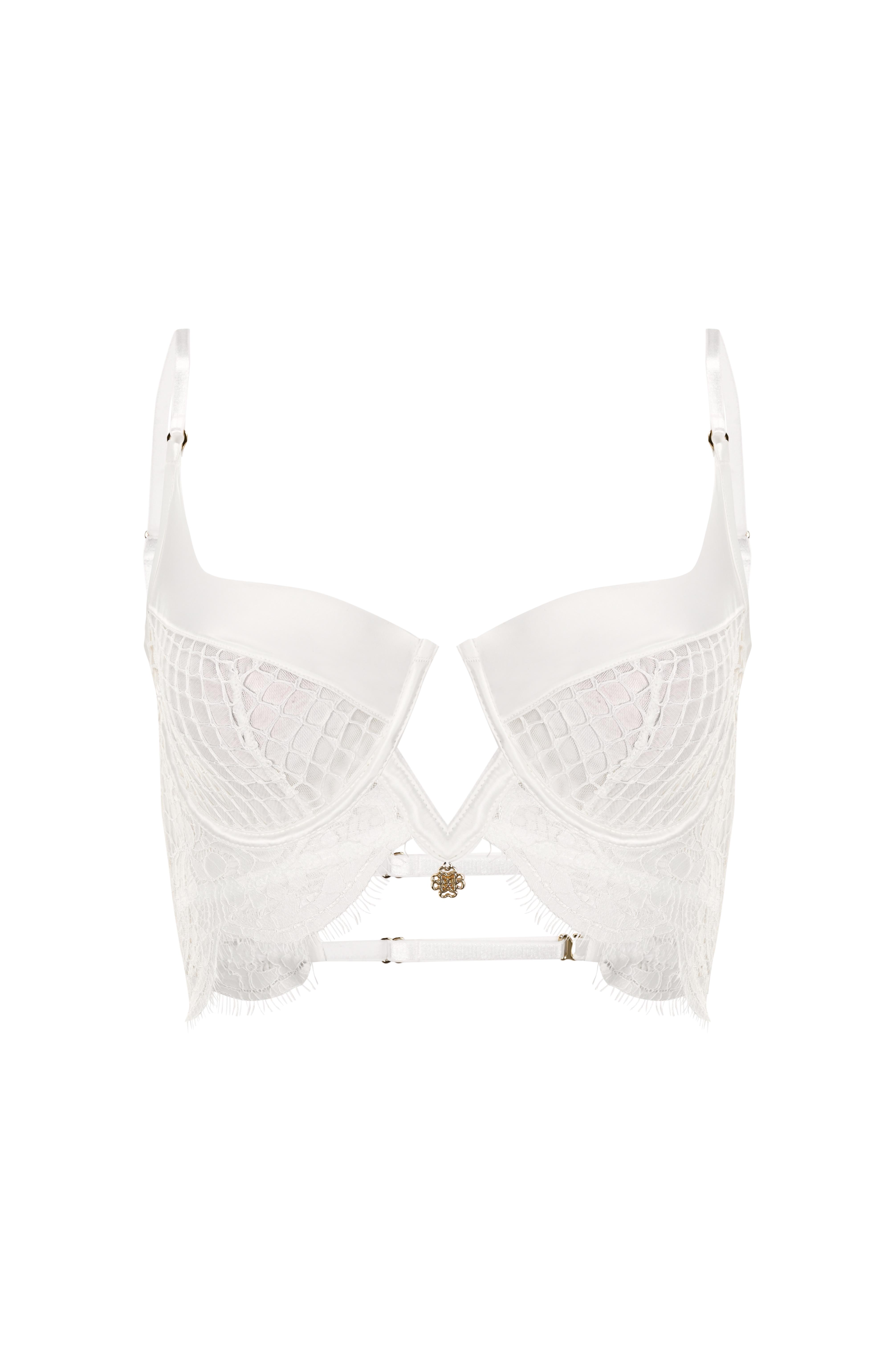 Calla Lily Beyaz Dantelli Korseli Sütyen