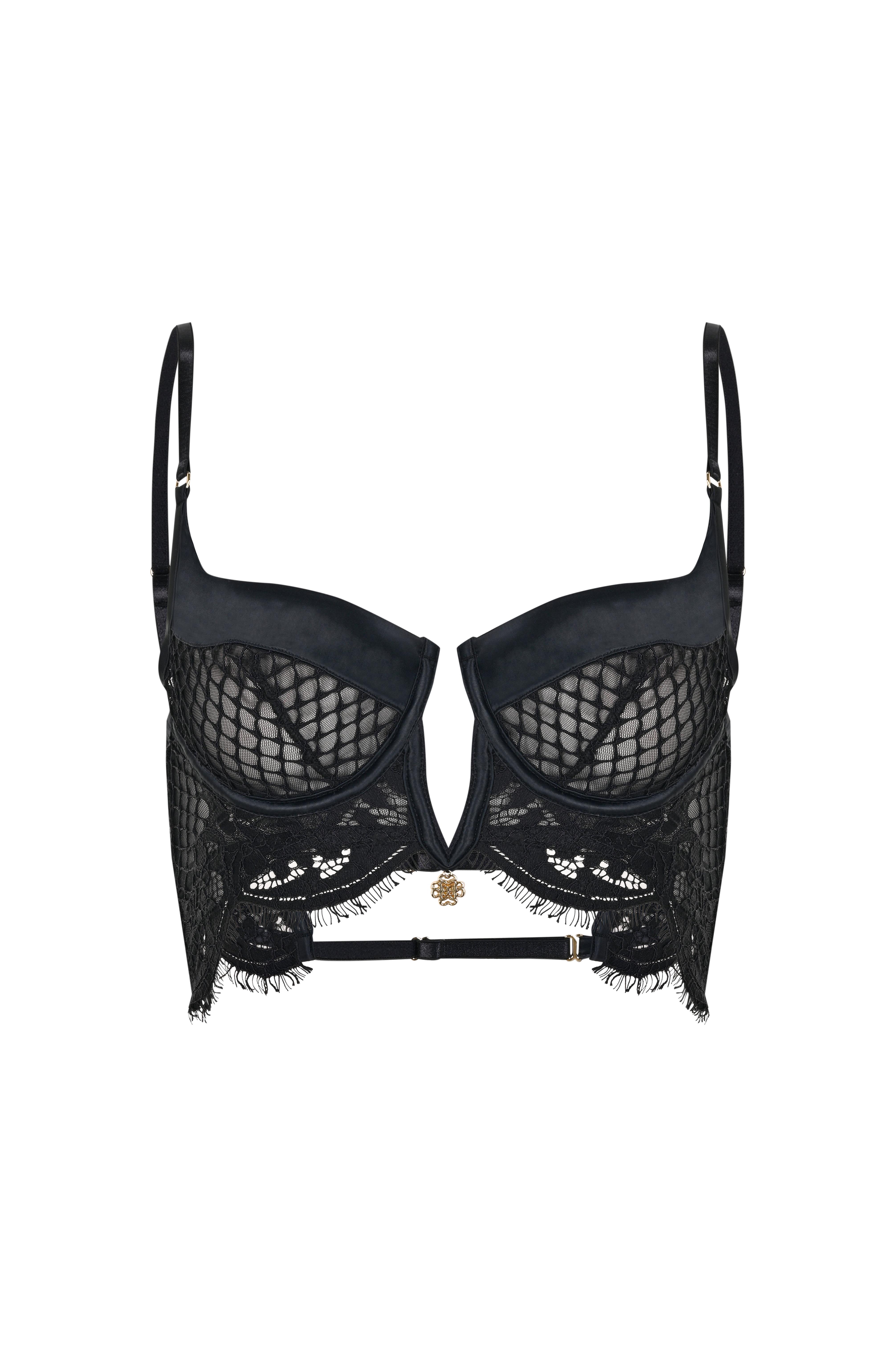 Calla Lily Siyah Dantelli Korseli Sütyen