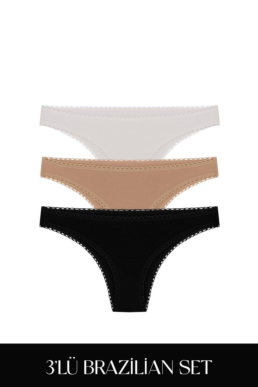 Cotvie Комплект из 3 предметов:бразильские  хлопковые трусики ESK , 3 цвета