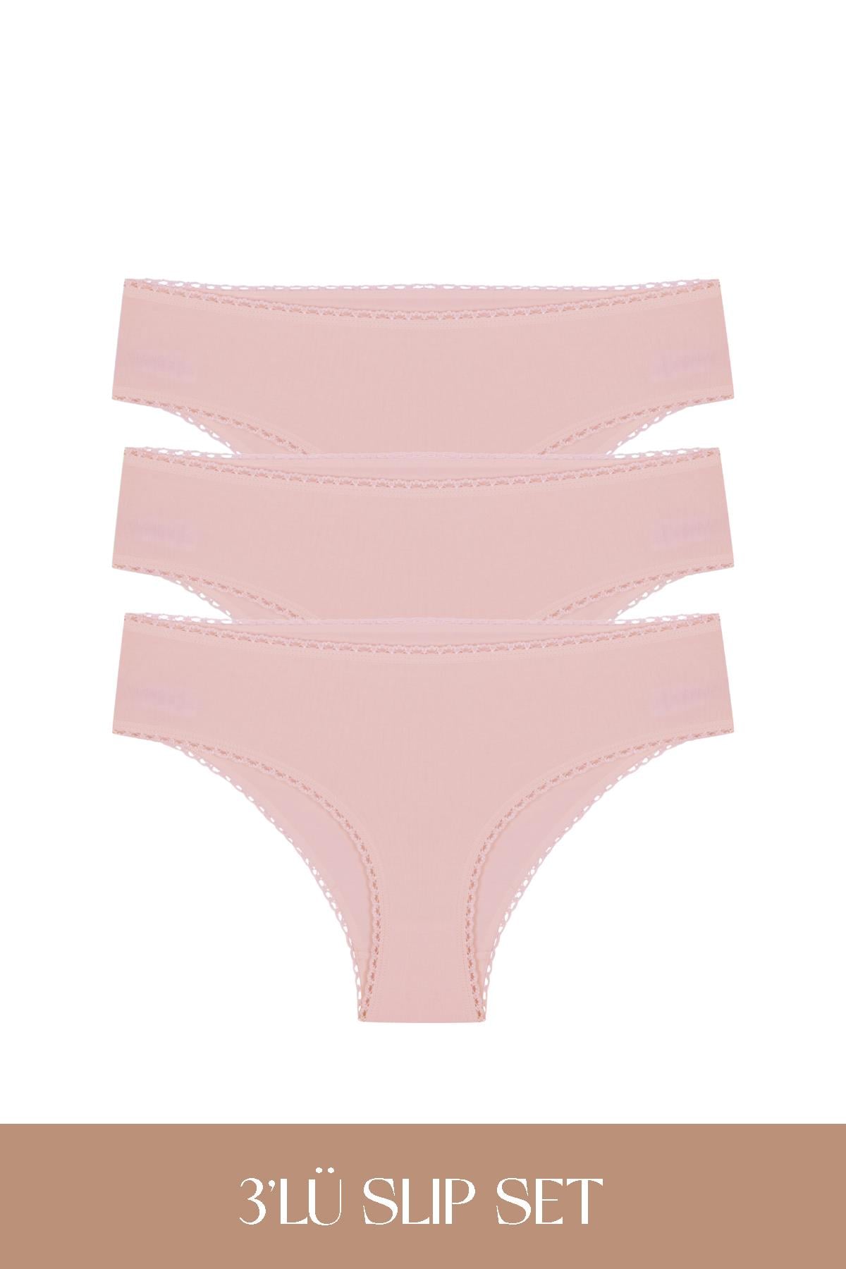 Cotvie Комплект из 3 предметов: хлопковые трусы розового цвета.