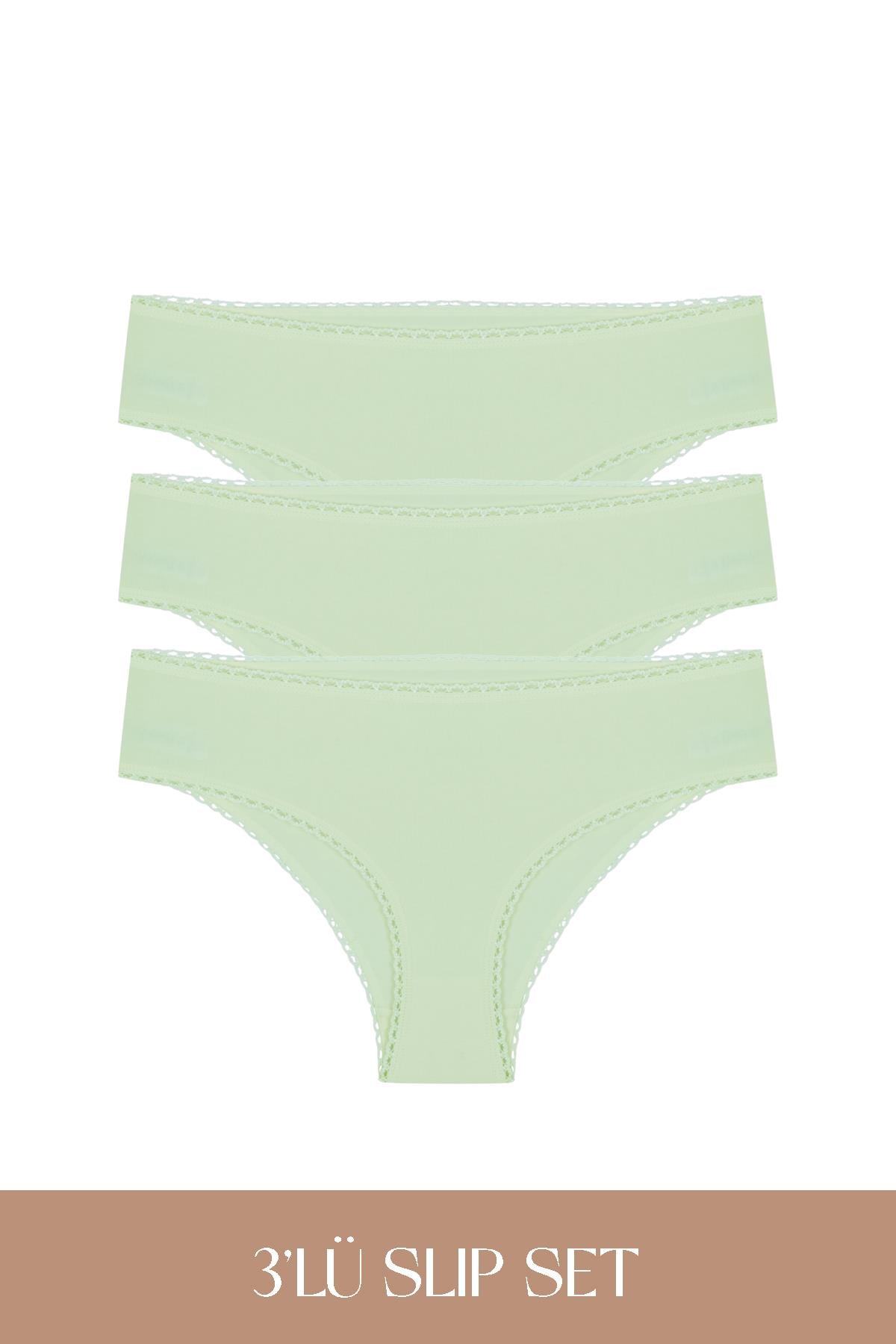 Cotvie Комплект из 3 хлопковых трусов мятного цвета.