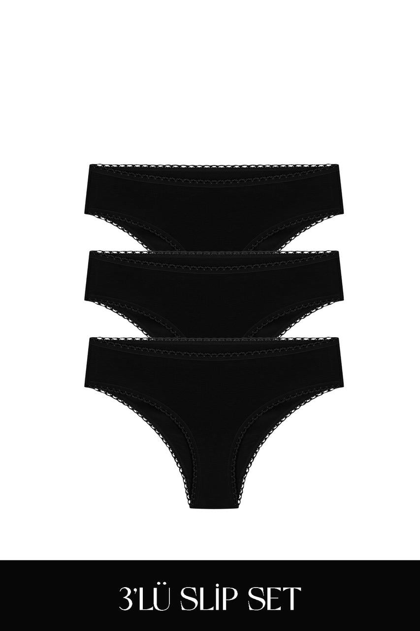 Cotvie Комплект из 3 черных хлопковых трусов