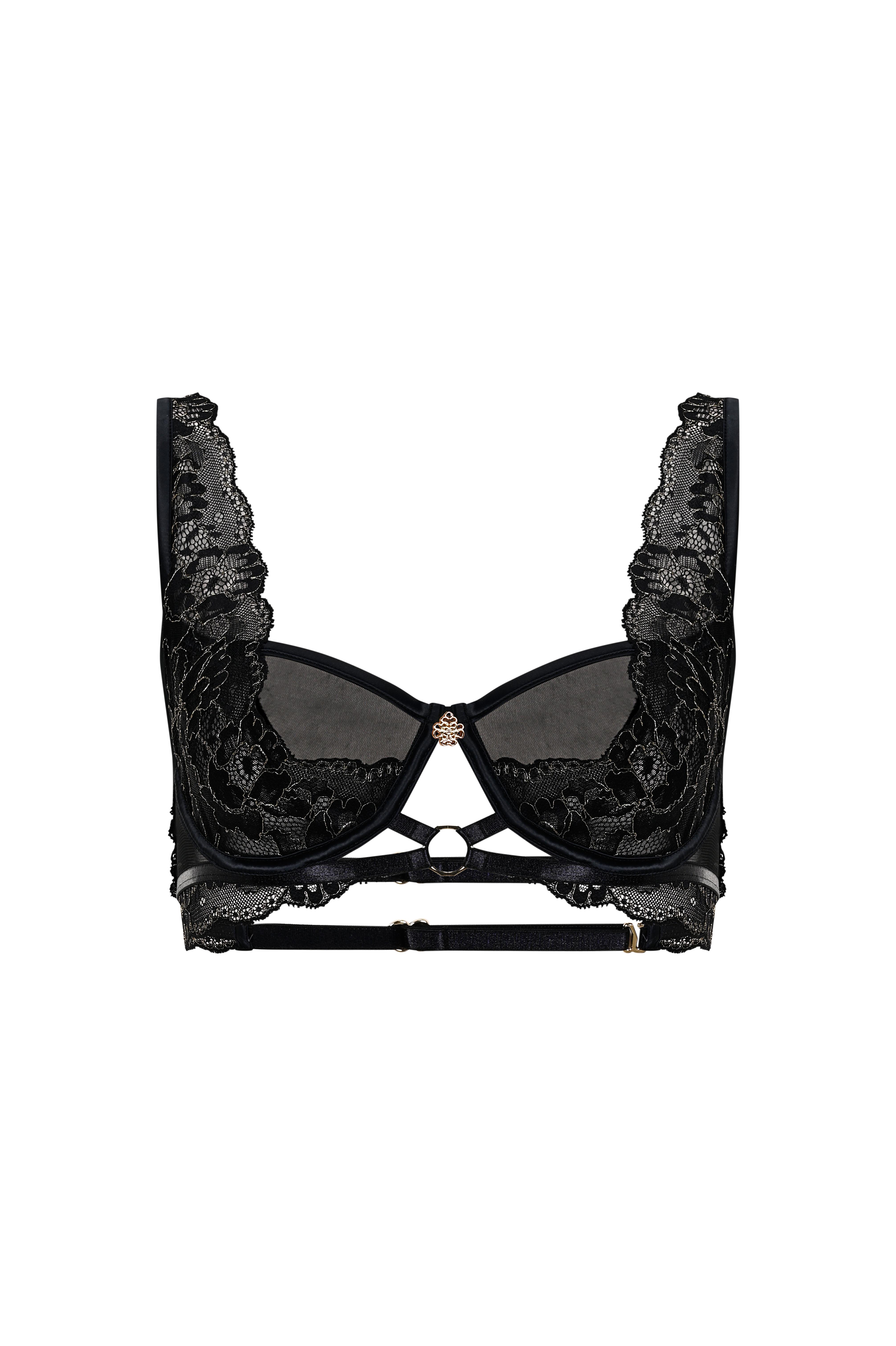 Desarae Siyah Dantelli Tül Balconette Sütyen