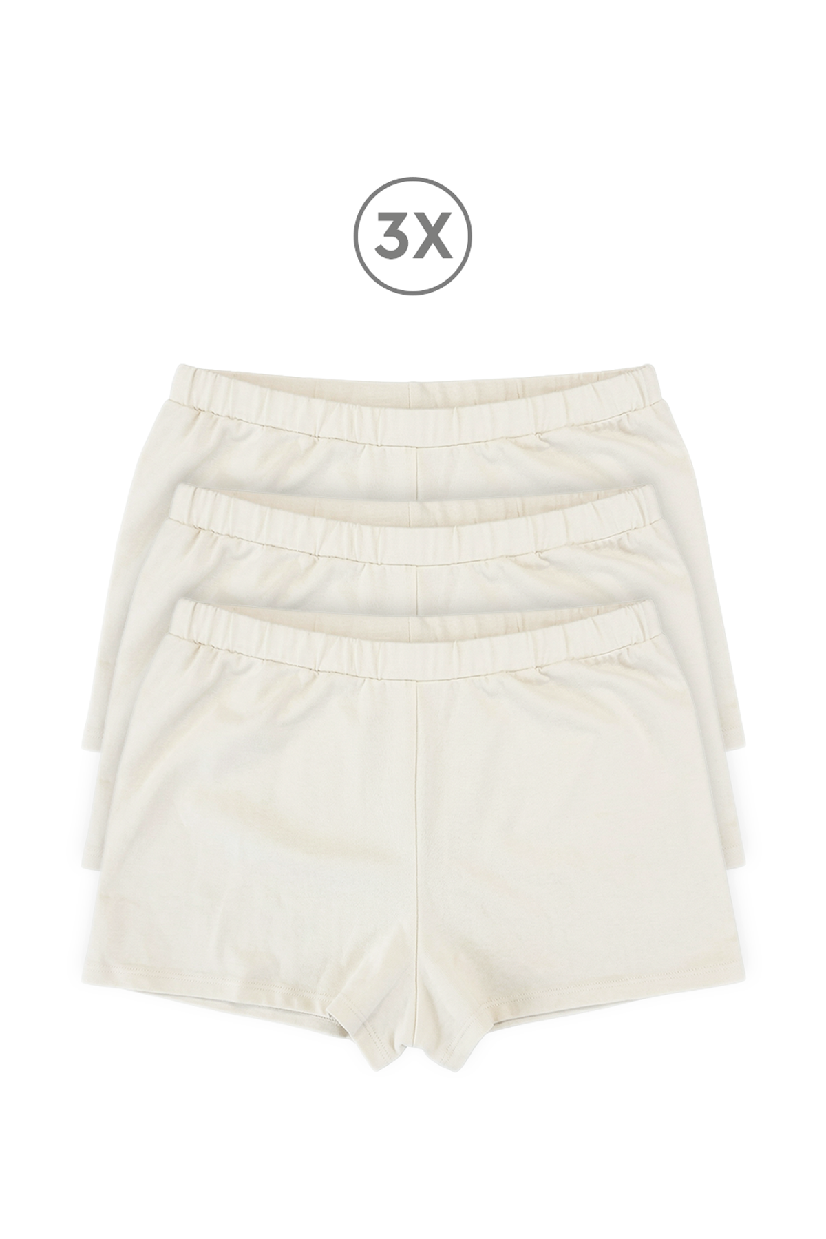 Cotvie Ekru Pamuklu Boxer 3'lü Set