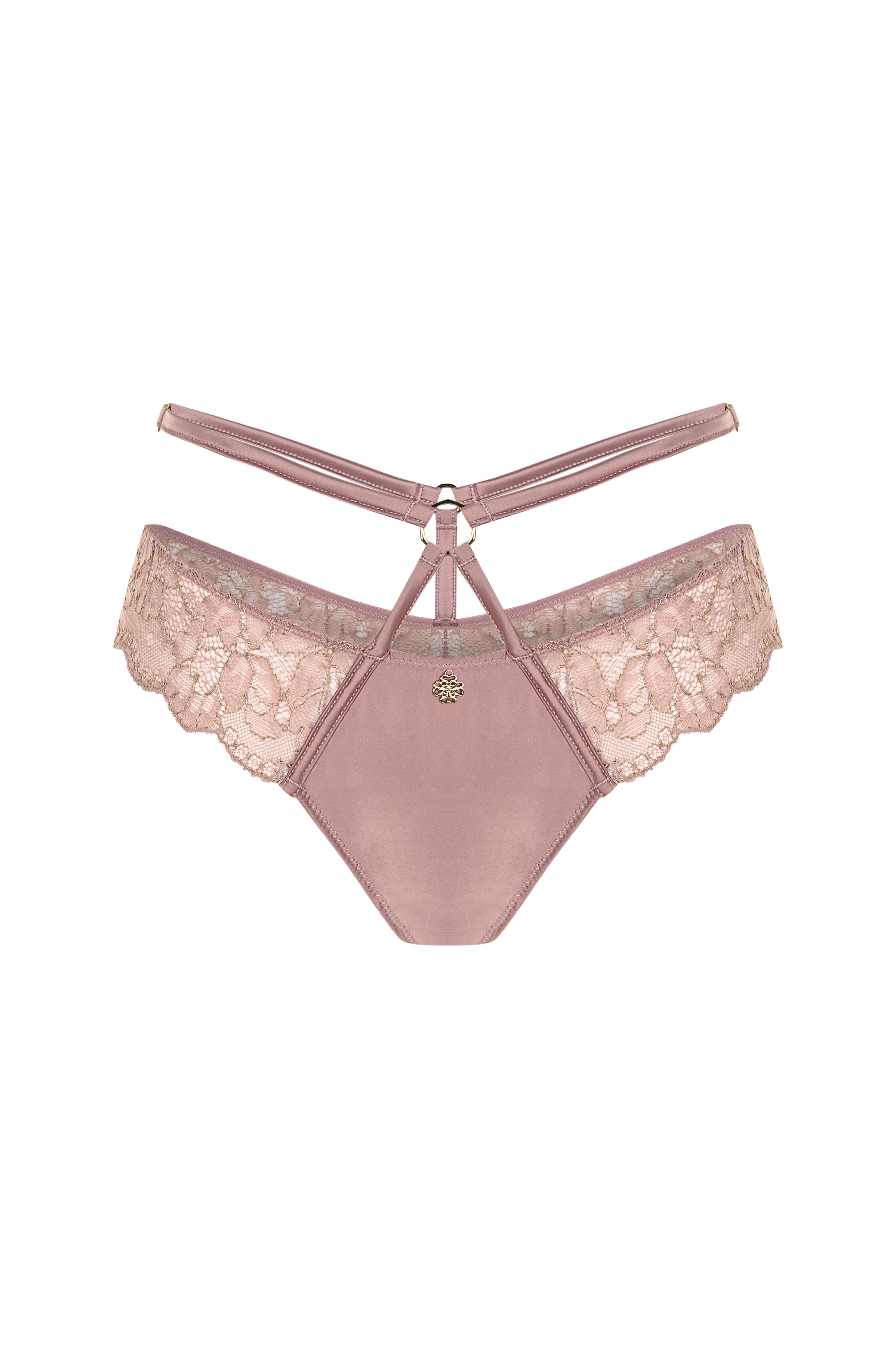 Karlotta Gül Kurusu Saten Dantelli Kemer detaylı Tanga