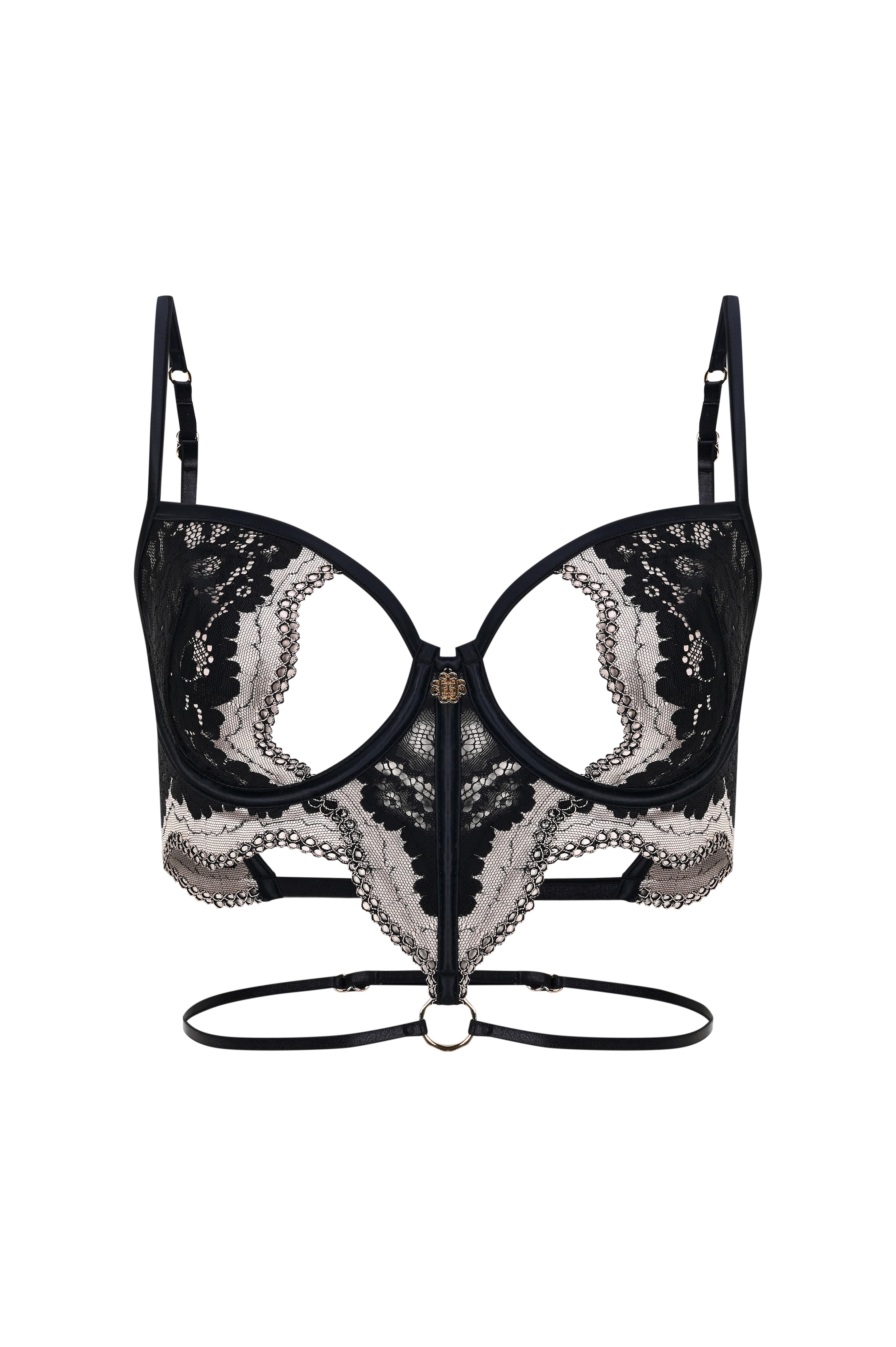 Sensure Siyah Dantelli Dekolteli Büstiyer Sütyen