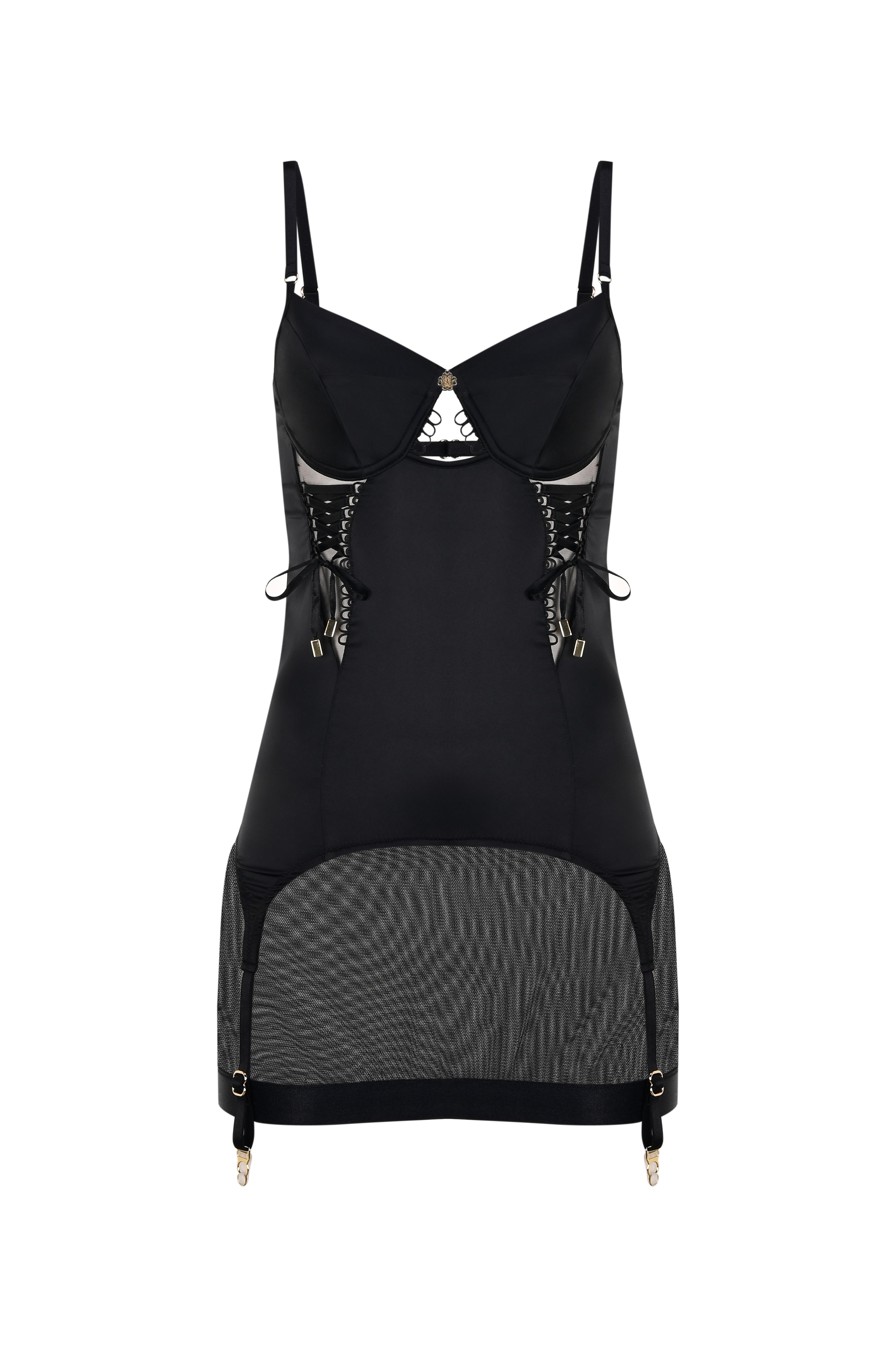 Sensure Siyah Esnek Saten Tül Detaylı Bask Dilli