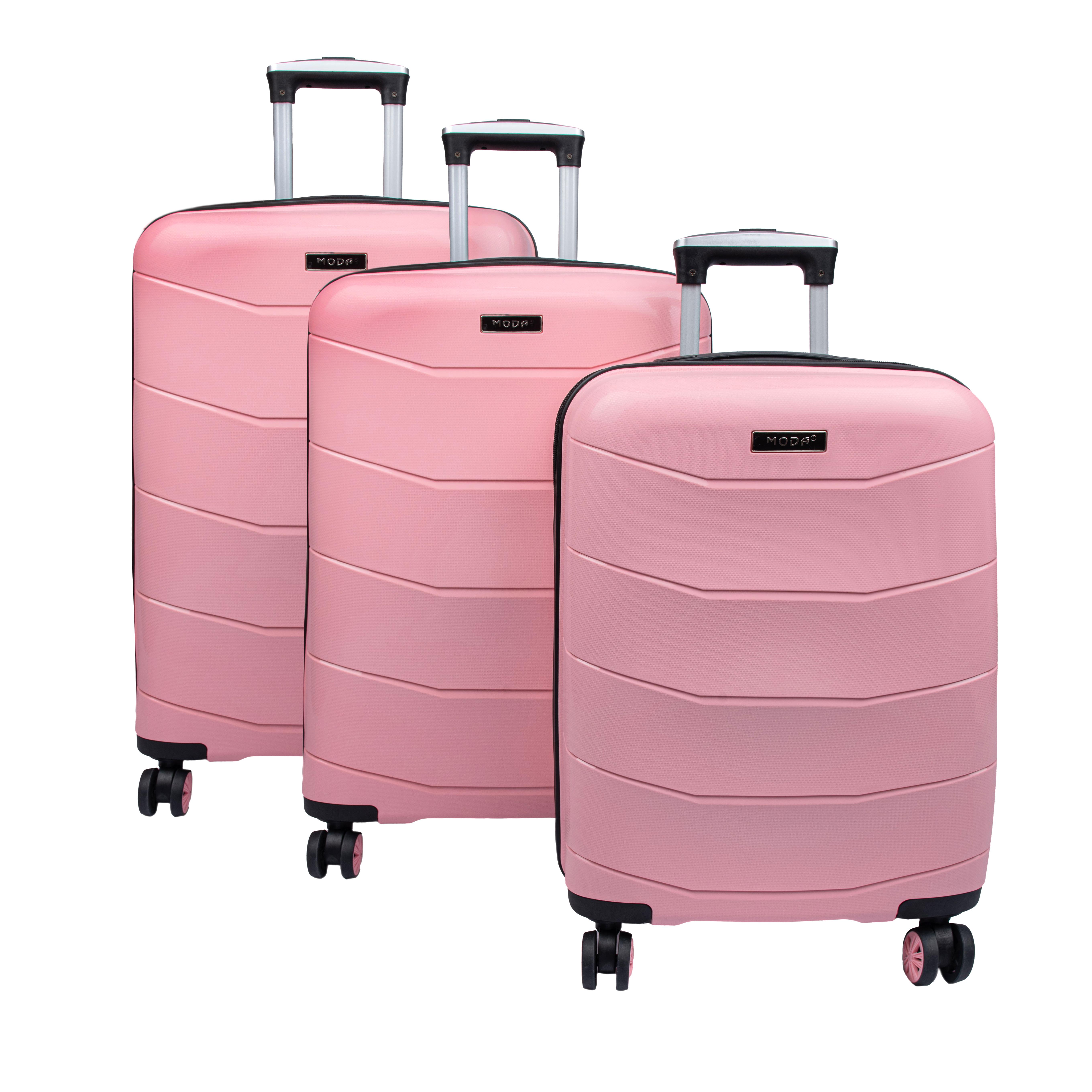 MODA PP20 PEMBE PP KIRILMAZ SİLİKON 3'LÜ VALİZ SETİ