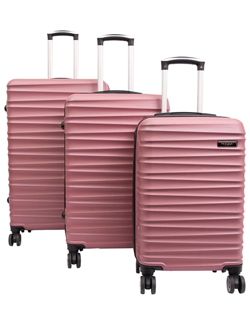 MV 05 GÜLKURUSU ABS PLASTİK 3 LÜ VALİZ SETİ