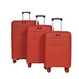 MODA MV-22 KIRMIZI PP KIRILMAZ SİLİKON 3'LÜ VALİZ SETİ