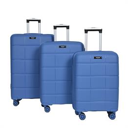 MODA MV-22 MAVİ PP KIRILMAZ SİLİKON 3'LÜ VALİZ SETİ