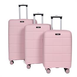 MODA MV-22 PEMBE PP KIRILMAZ SİLİKON 3'LÜ VALİZ SETİ