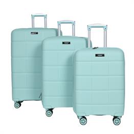 MODA MV-22 SU YEŞİLİ PP KIRILMAZ SİLİKON 3'LÜ VALİZ SETİ