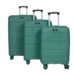 MODA MV-22 YEŞİL PP KIRILMAZ SİLİKON 3'LÜ VALİZ SETİ