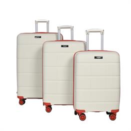 MODA MV-23 KIRMIZI PP KIRILMAZ SİLİKON 3'LÜ VALİZ SETİ