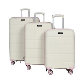 MODA MV-23 PEMBE PP KIRILMAZ SİLİKON 3'LÜ VALİZ SETİ