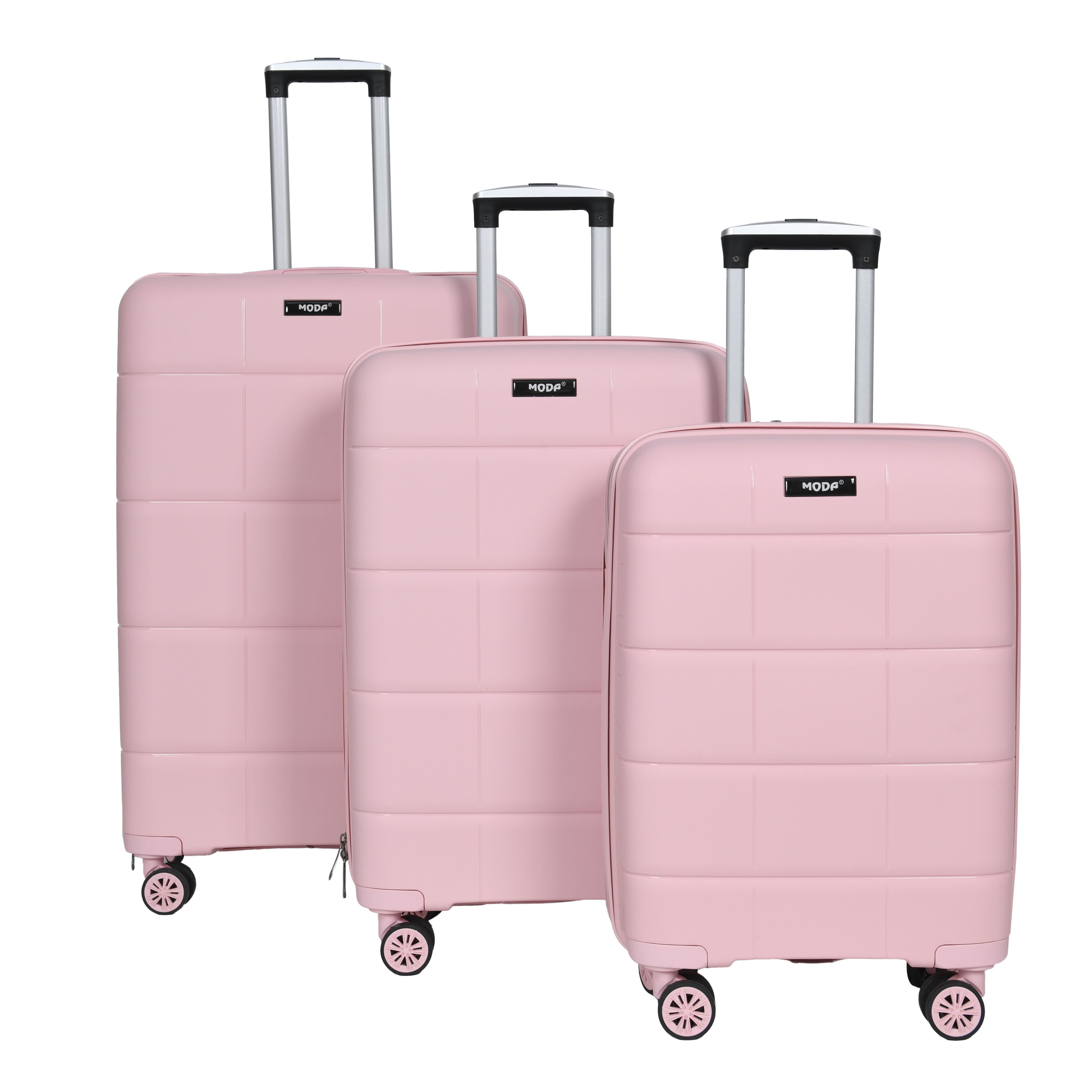 MODA MV-22 PEMBE PP KIRILMAZ SİLİKON 3'LÜ VALİZ SETİ