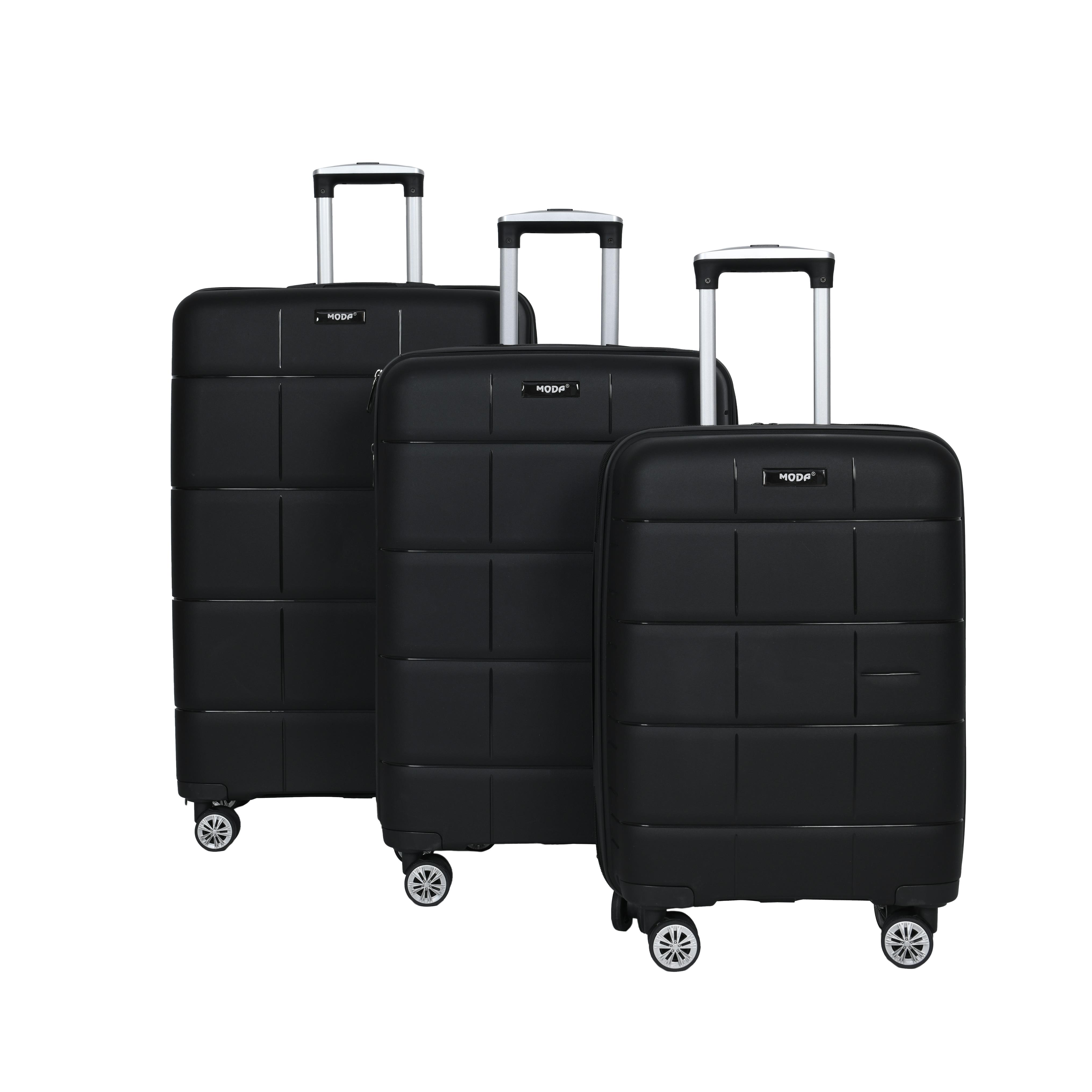 MODA MV-22 SİYAH PP KIRILMAZ SİLİKON 3'LÜ VALİZ SETİ