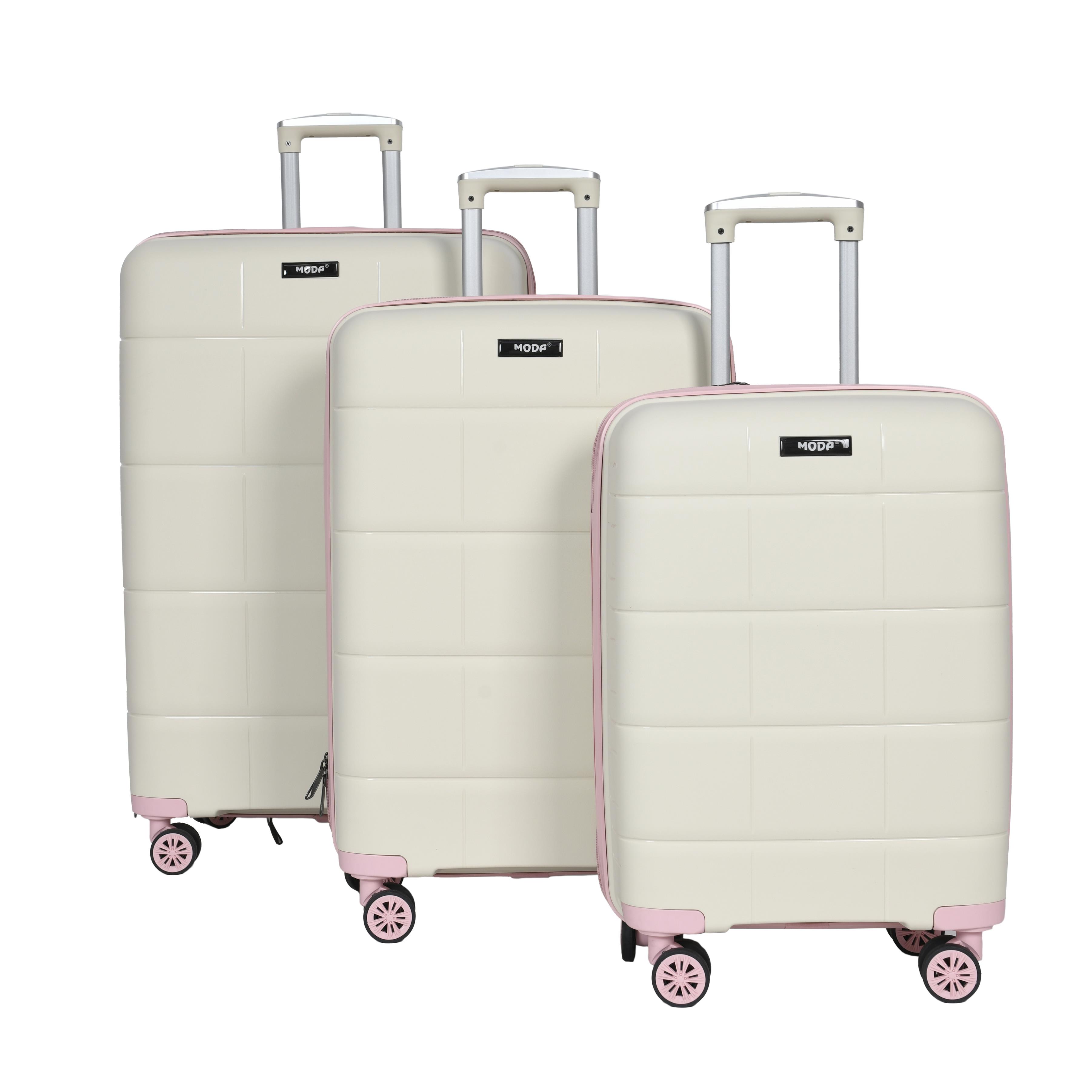 MODA MV-23 PEMBE PP KIRILMAZ SİLİKON 3'LÜ VALİZ SETİ