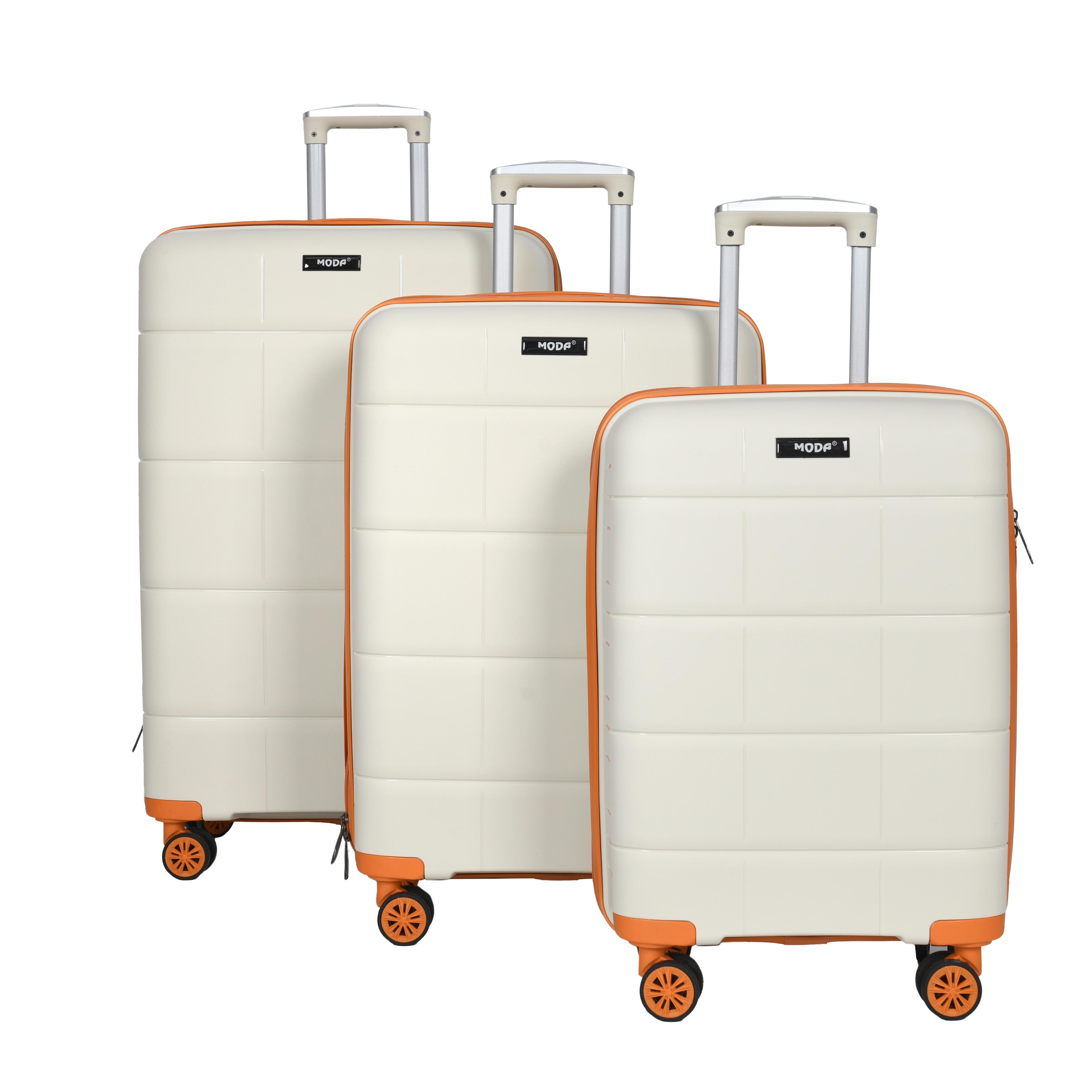 MODA MV-23 TURUNCU PP KIRILMAZ SİLİKON 3'LÜ VALİZ SETİ