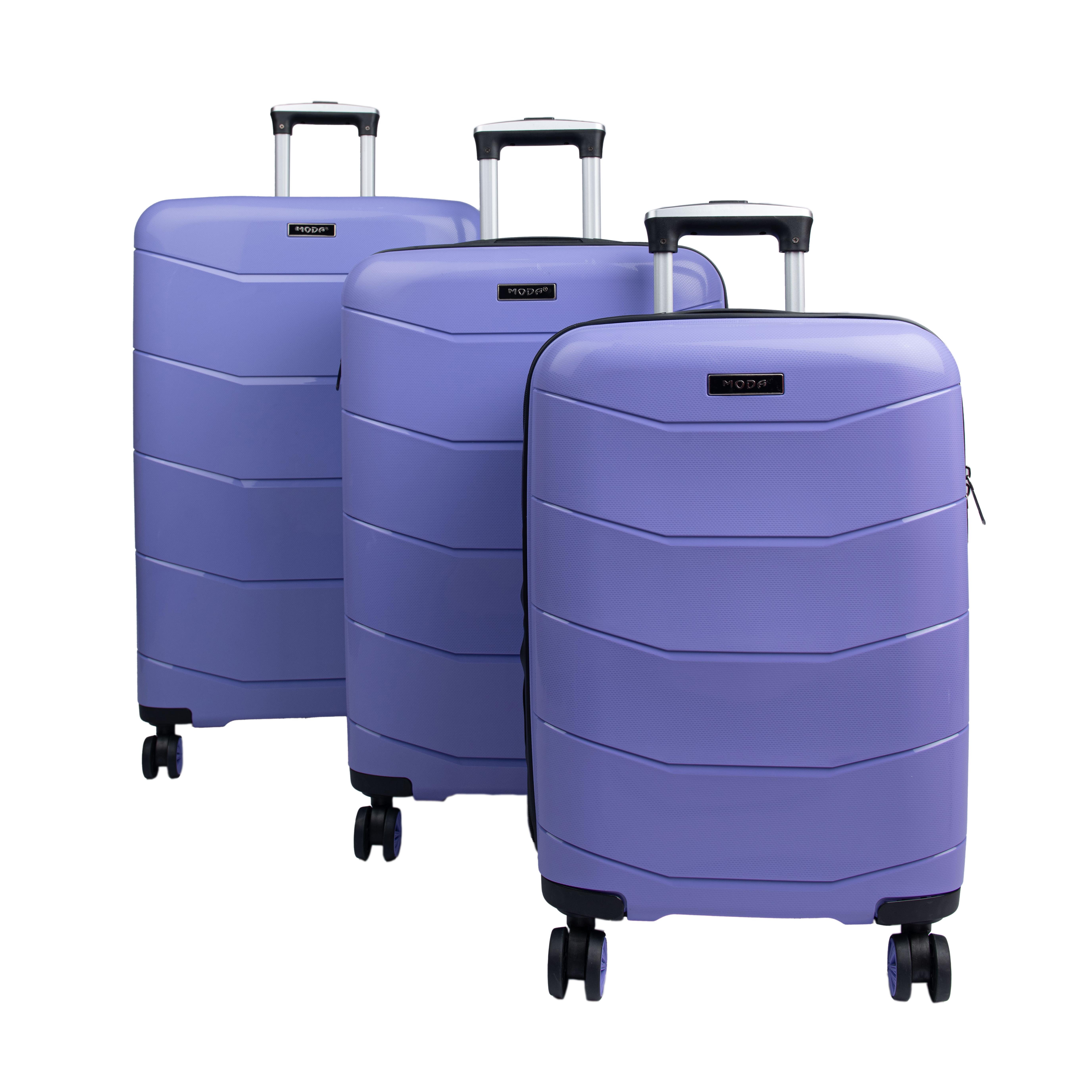 MODA PP20 LİLA PP KIRILMAZ SİLİKON 3'LÜ VALİZ SETİ