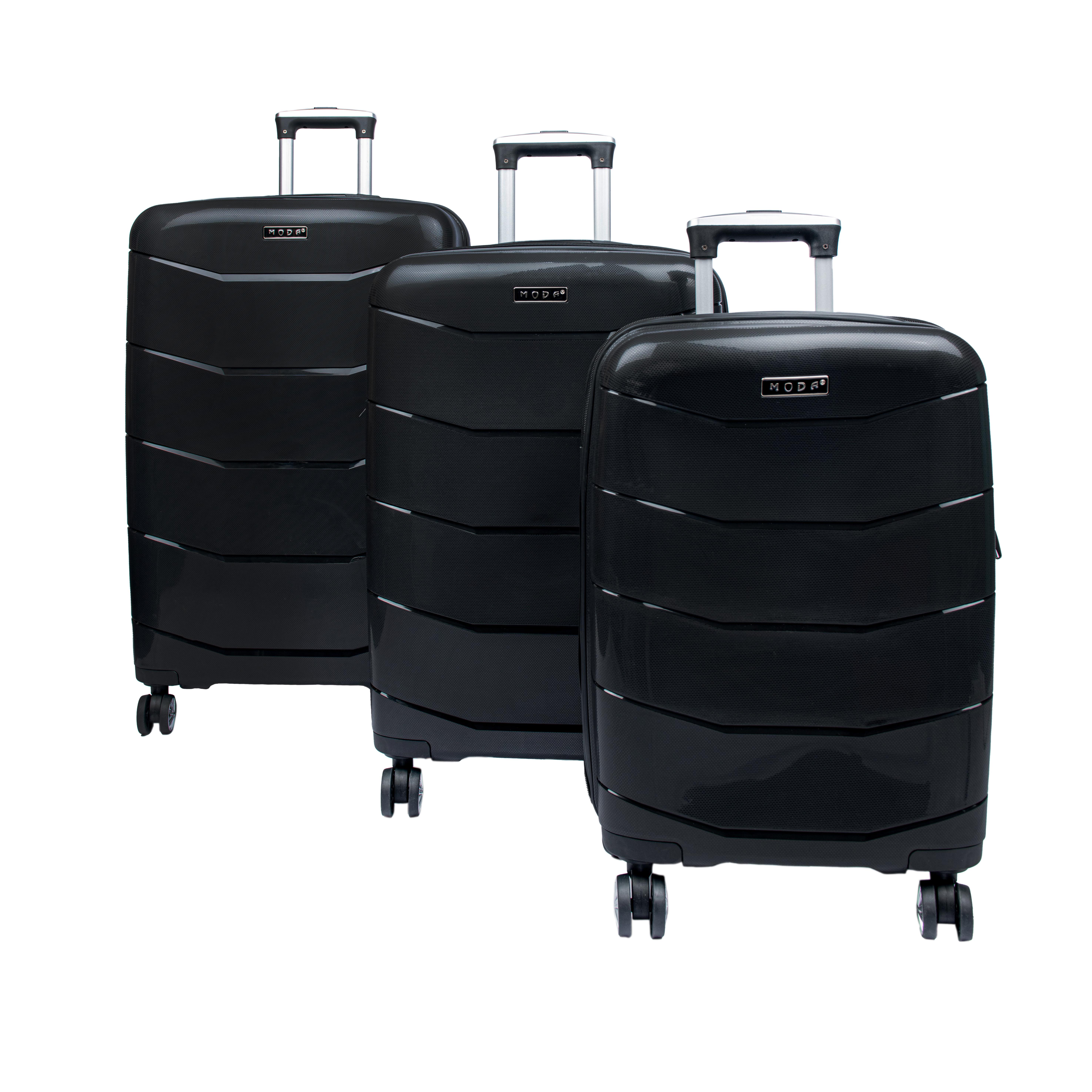 MODA PP20 SİYAH PP KIRILMAZ SİLİKON 3'LÜ VALİZ SETİ